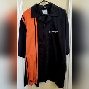 Dodge Challenger Orange And Black Button Up Shirt Size 2X
